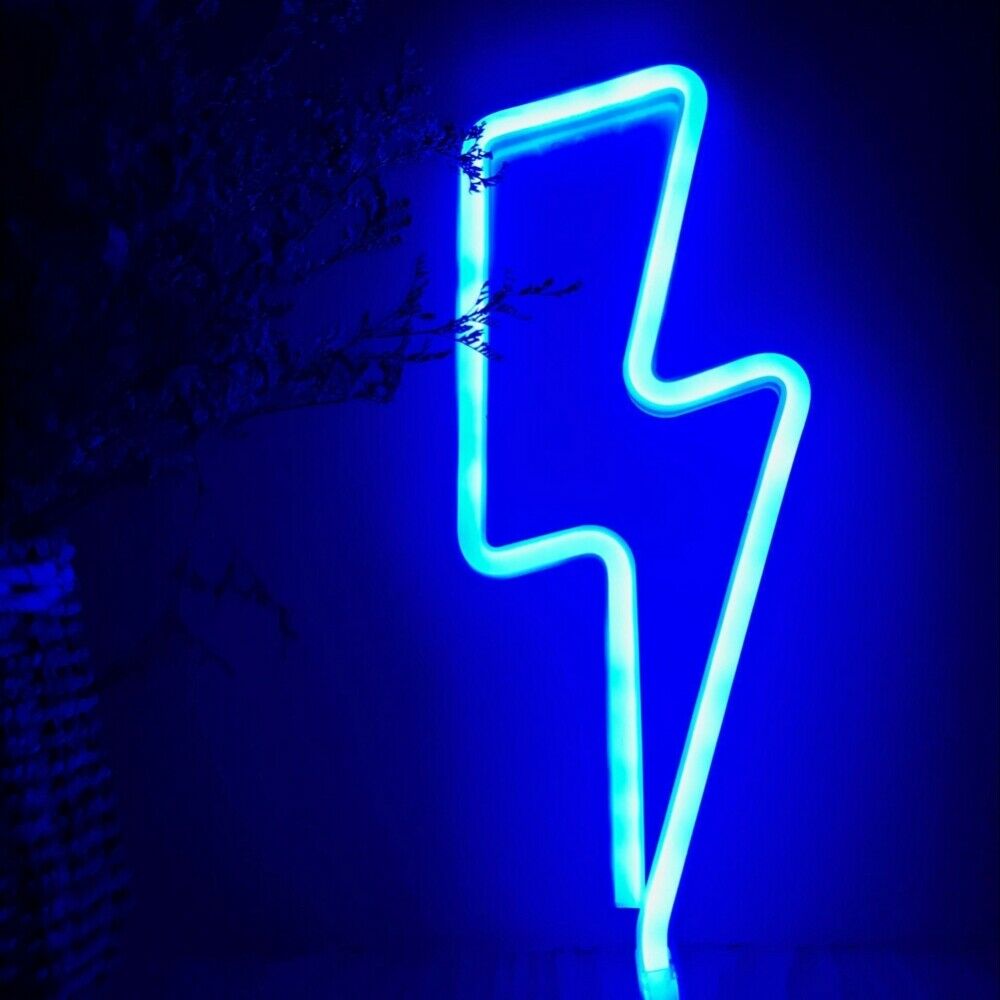 Neon LED Sign Lightning Shaped USB Battery Operated Night Light Decorative Table