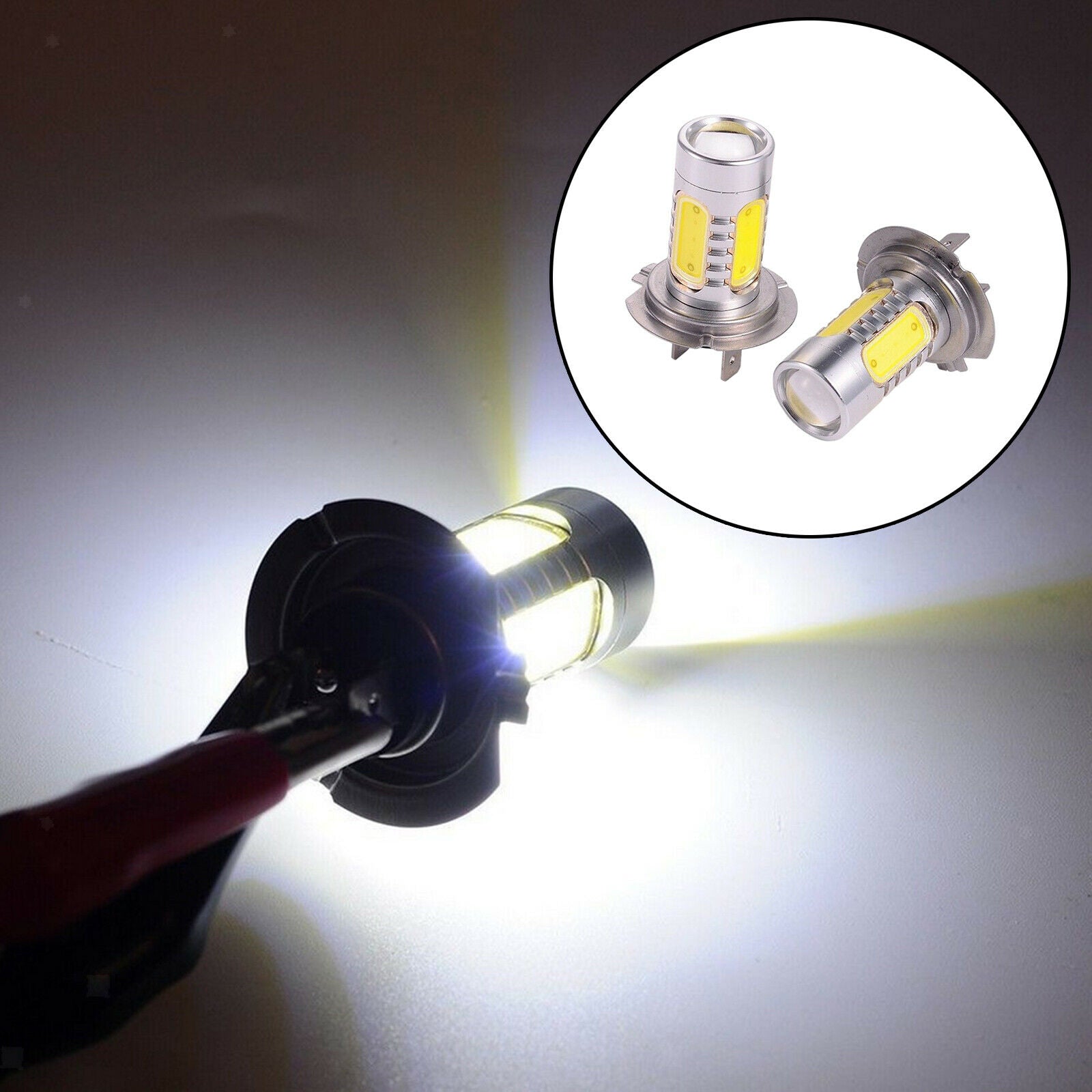 H7 7.5W LED Fog Light Bulb 2x 12V DC 6500K-7000K White Light for Truck