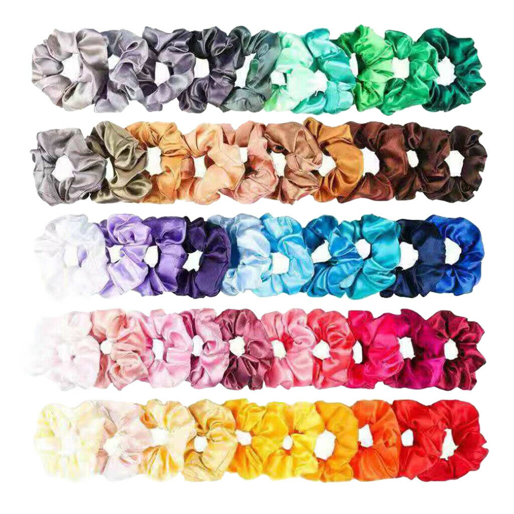 50 Strong Elastic Ballet Dance Gym Hair Scrunchies Ponytail Holder Hair Ties
