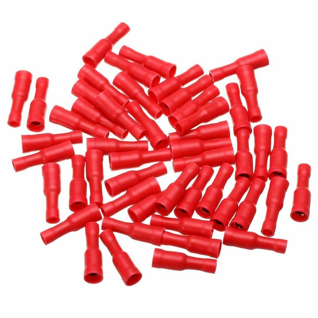 100X Red Male+Female Plug In Connector Bullet Crimp Terminals Wiring Insulated