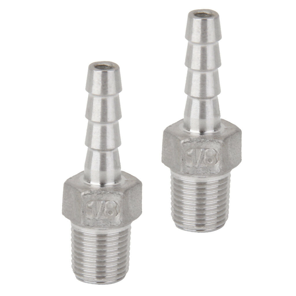 2pcs 1/8'' Male Thread Pipe Fitting x 6mm Barb Hose Tail Connector NPT