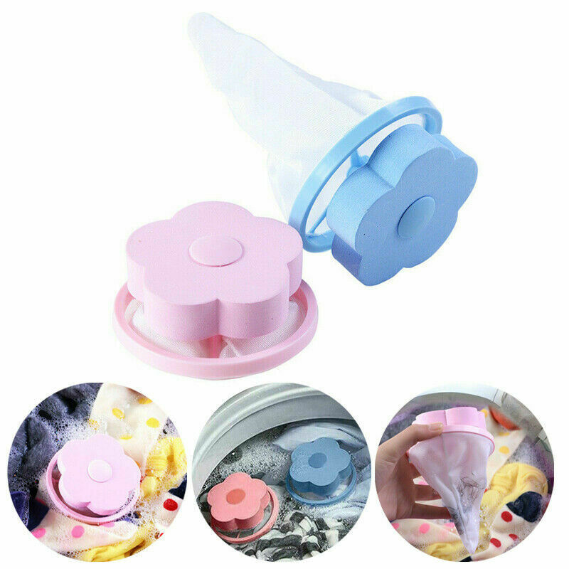 2Washing Machine Flower Shape Floating Pet Fur Catcher Laundry Hair Lint Remover