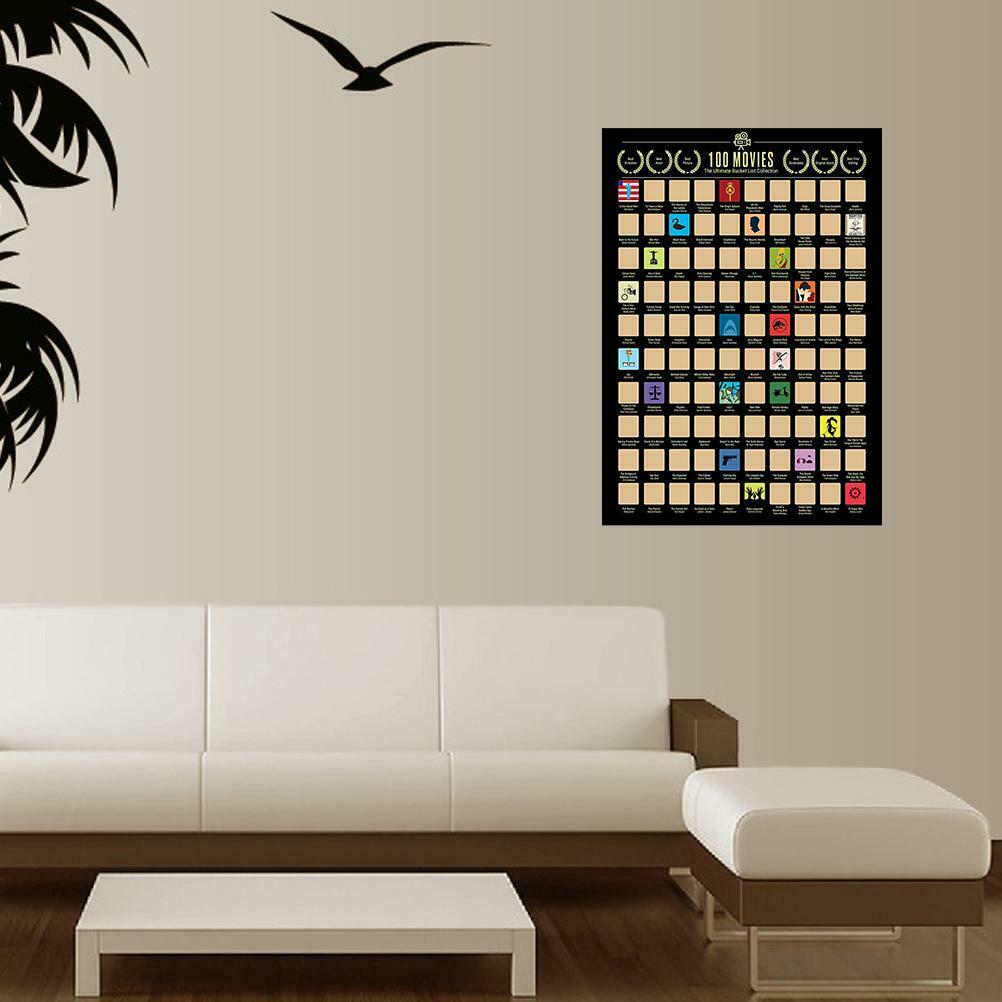 Animated Scratch Off Poster 100 Movies Wall Must-See Bucket List Home Decoration