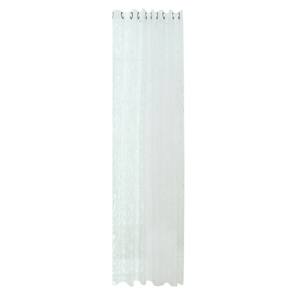 Floral Textured Grommet Sheer Curtain Window Voile Panel 39inchx98inch White