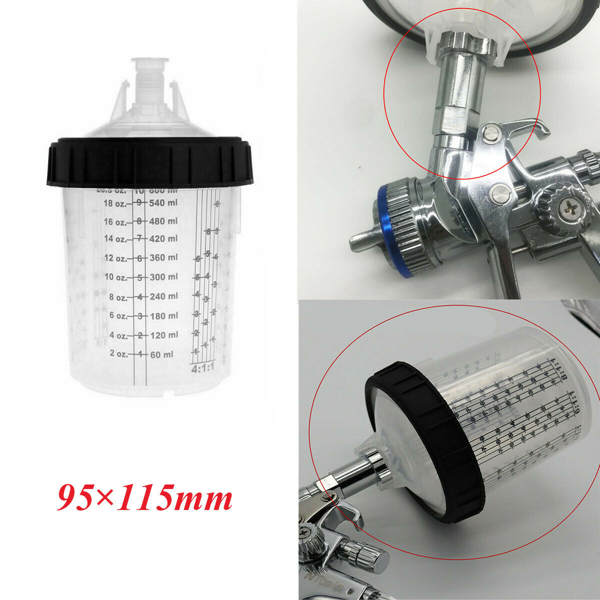 5-piece Set Spray Gun Connector Paint Mixing Cup Kit For PPS Adapter Converts