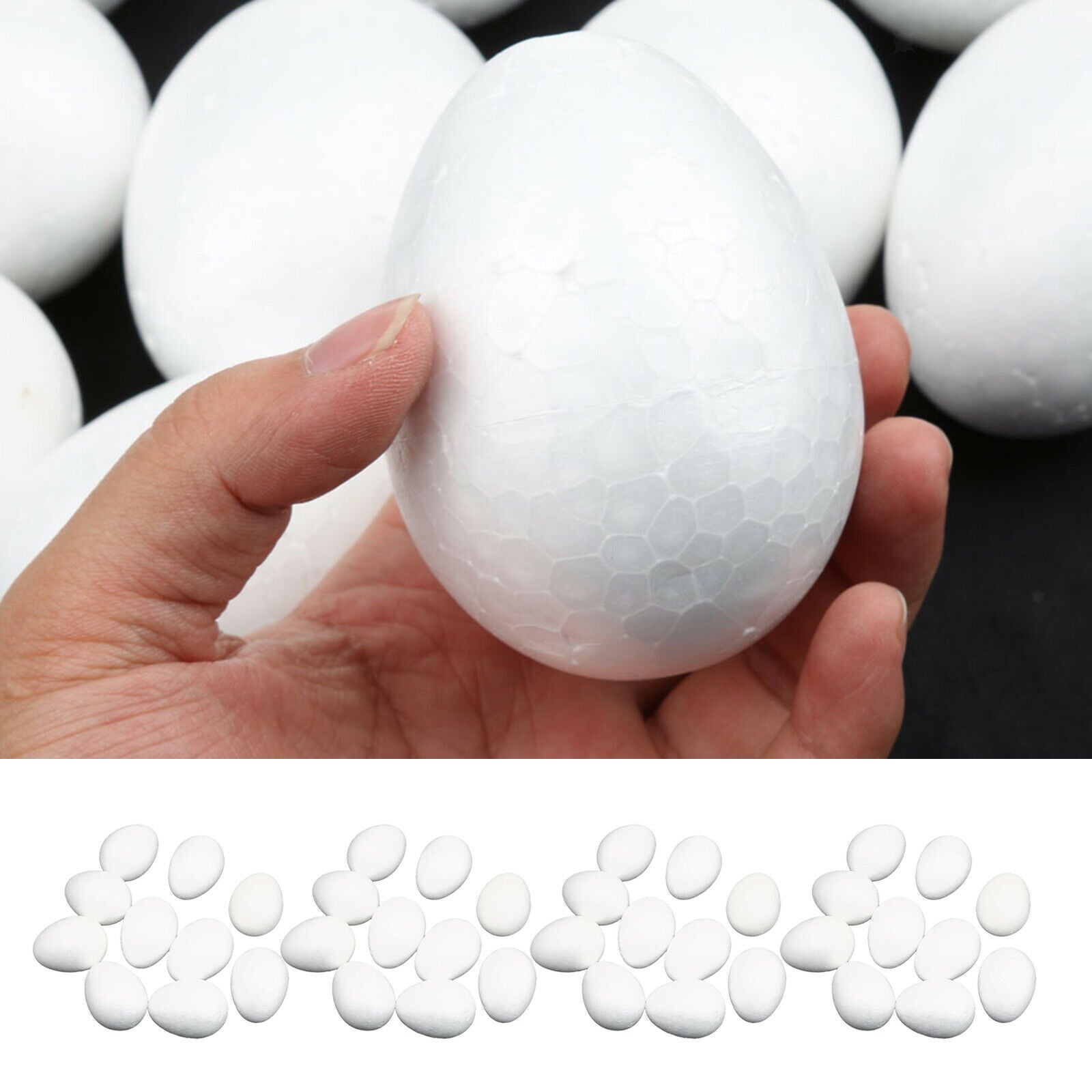 40x White Modelling Craft Polystyrene Foam Eggs Christmas Ball DIY Supply Crafts