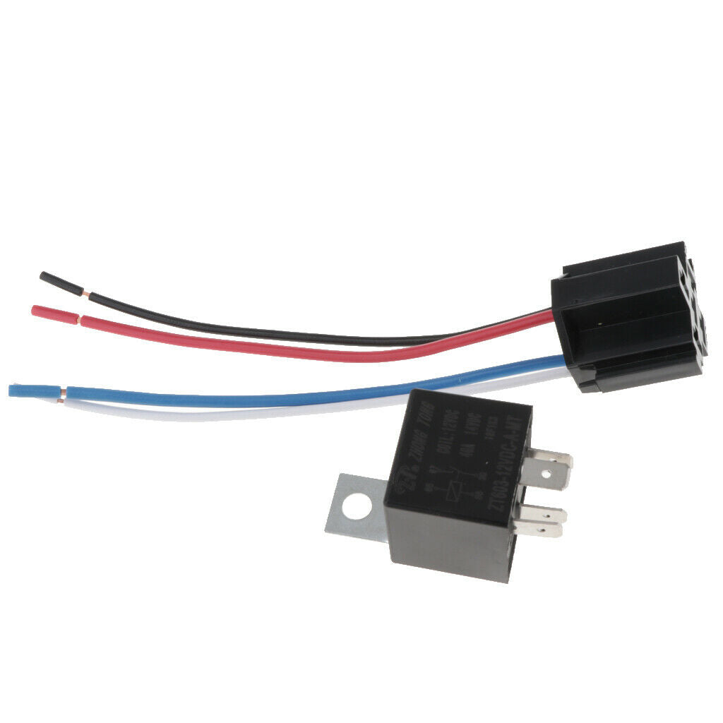 40A 4-Pin Relay Socket Harness Connector for Car Truck + Harness Sockets