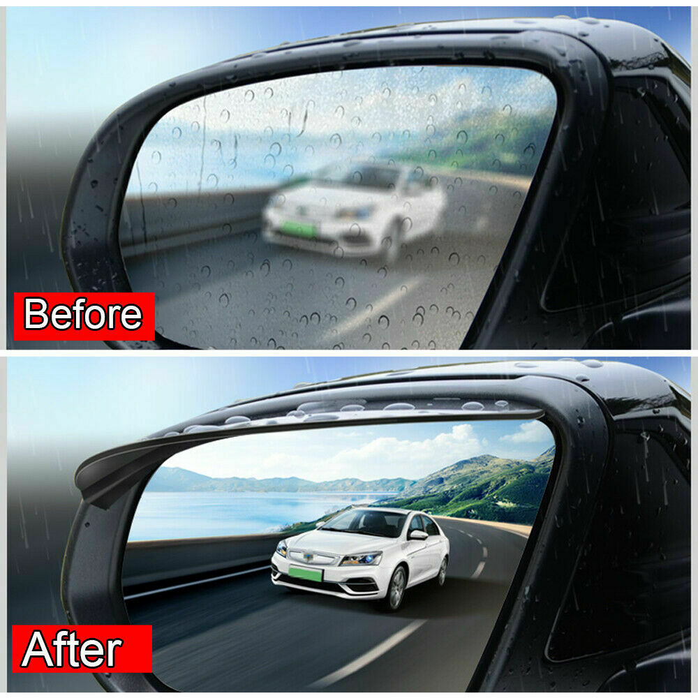 Side Rear Mirror Visor Car Accessories Rain Snow Guard Black Eyebrow 2 Pcs/Kit