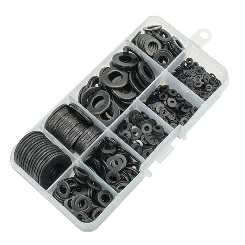 Flat Washers,Black Carbon Steel Flat Washers Set , (9 Sizes 580 Pieces) A3H9