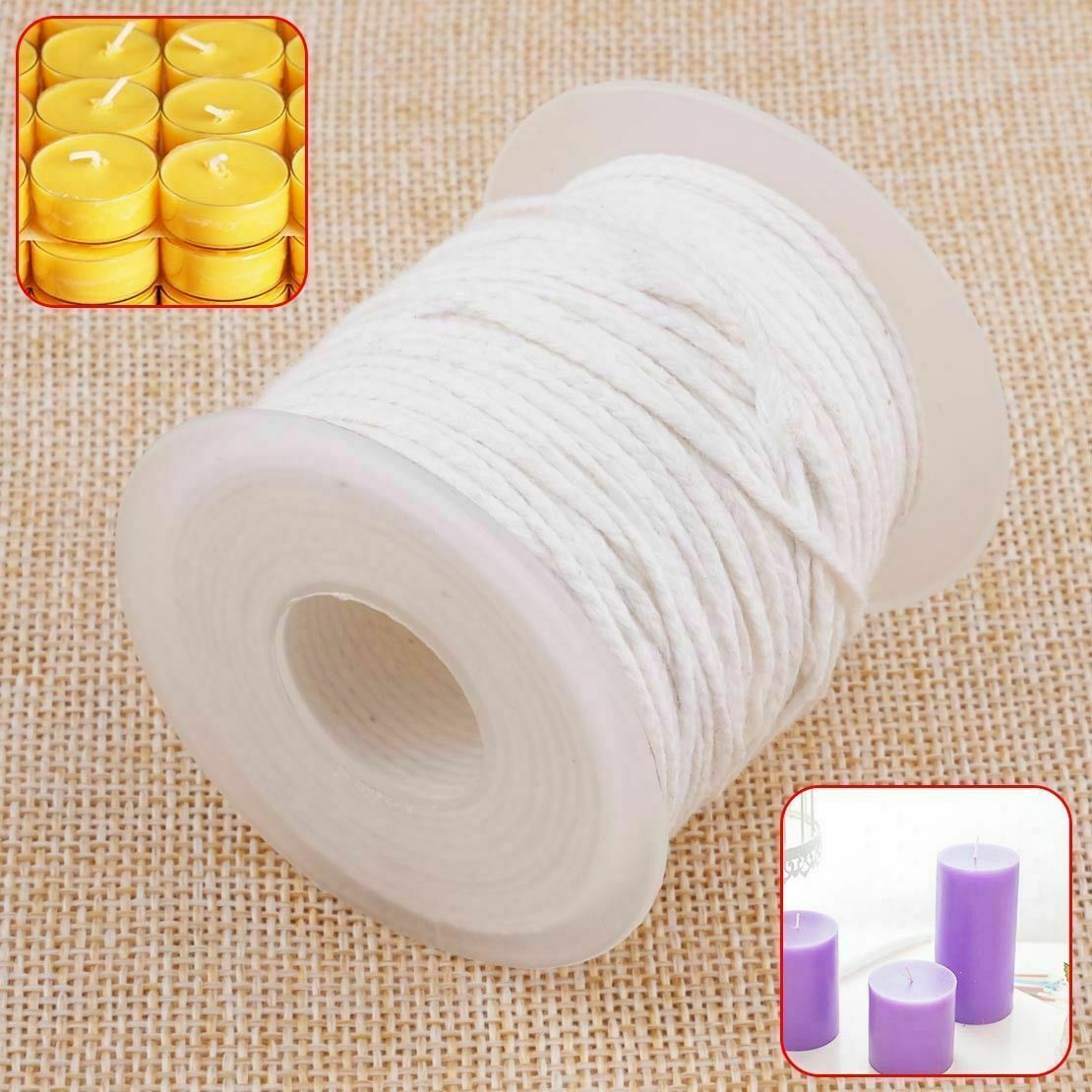 60M Durable Cotton Wicks Cores DIY Making Supply Square Braid Candle Wick 1Roll