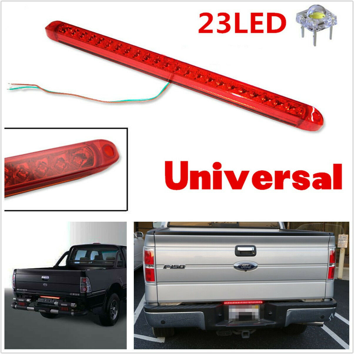 18" Trunk Tailgate Red LED Light Bar For Tail Brake Light Functions For Ford GMC