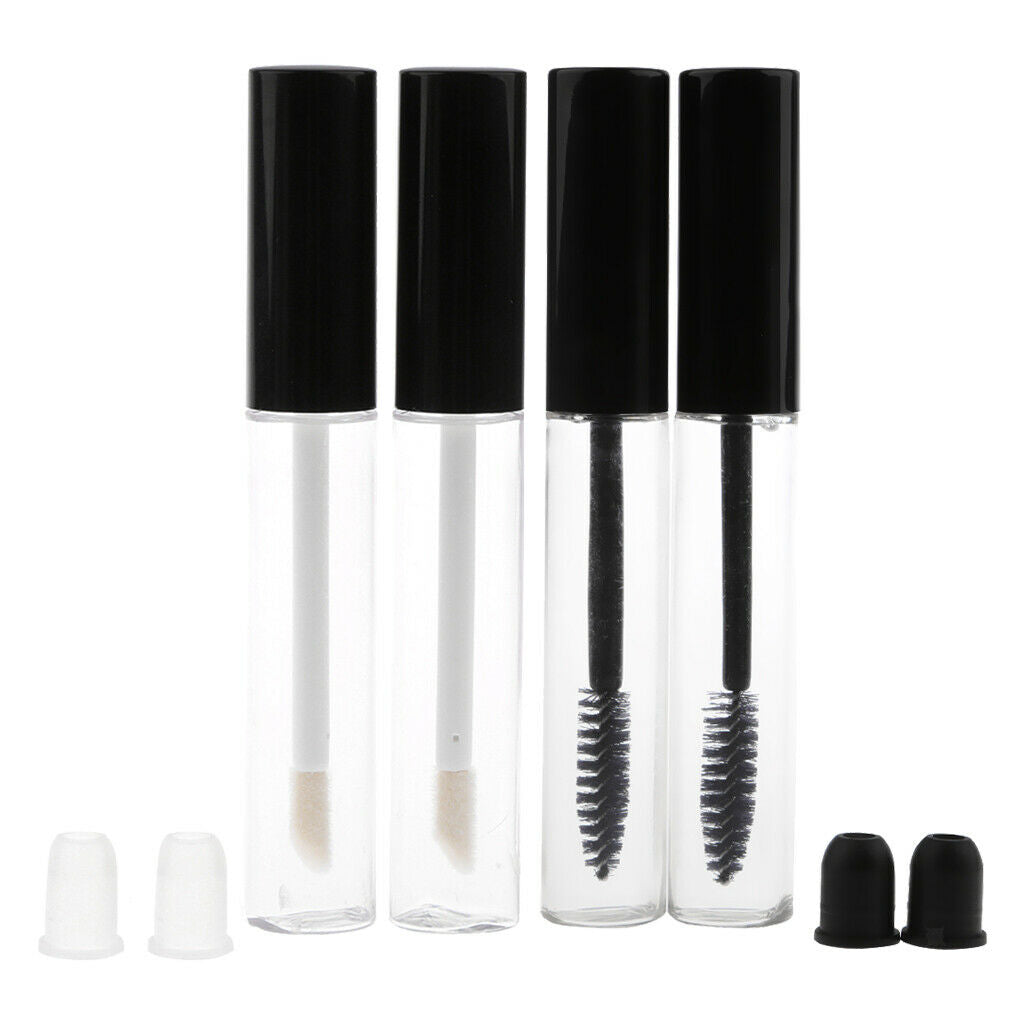 4Pieces 10ml Empty Mascara Eyelash Growth Lip Gloss Bottle Liquid Tube Clear
