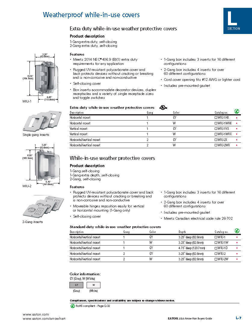 1pcs-COOPER WIU-2W Weather BOX IN-USE WEATHER PROTECTIVE COVER -White