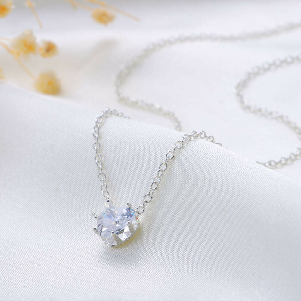 925 Sterling SilverFilled Classic Love Peach Heart Chain Necklace Wholesale Gift