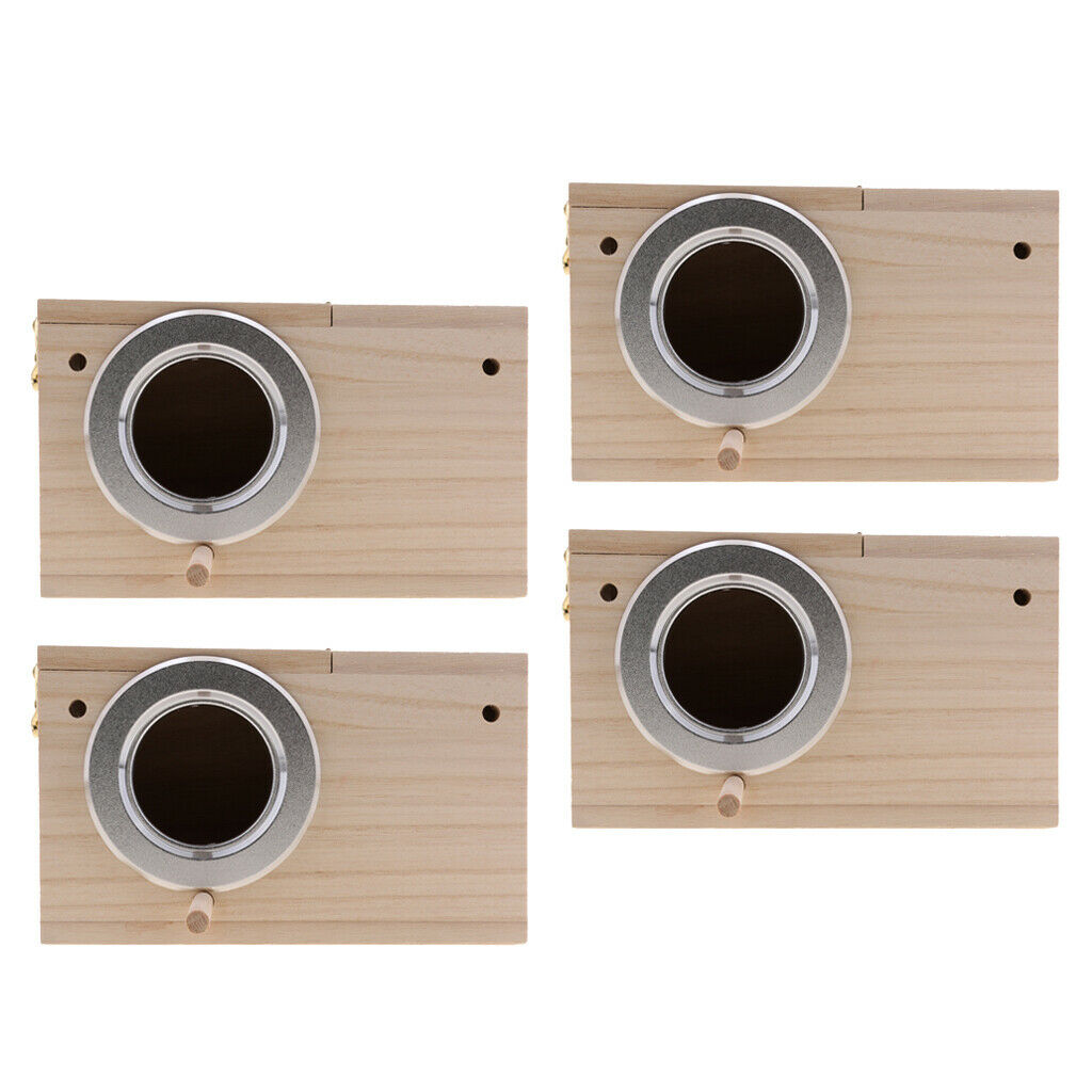 4Pc Wooden Budgie Nest Nesting Box & Perch For Cage Aviary With Opening Top