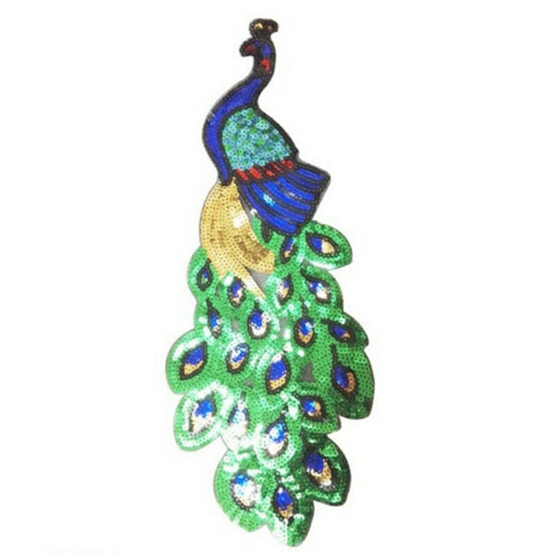 Women Sequin Peacock Embroidery Applique Patch Sew On Clothes Accessory.l8