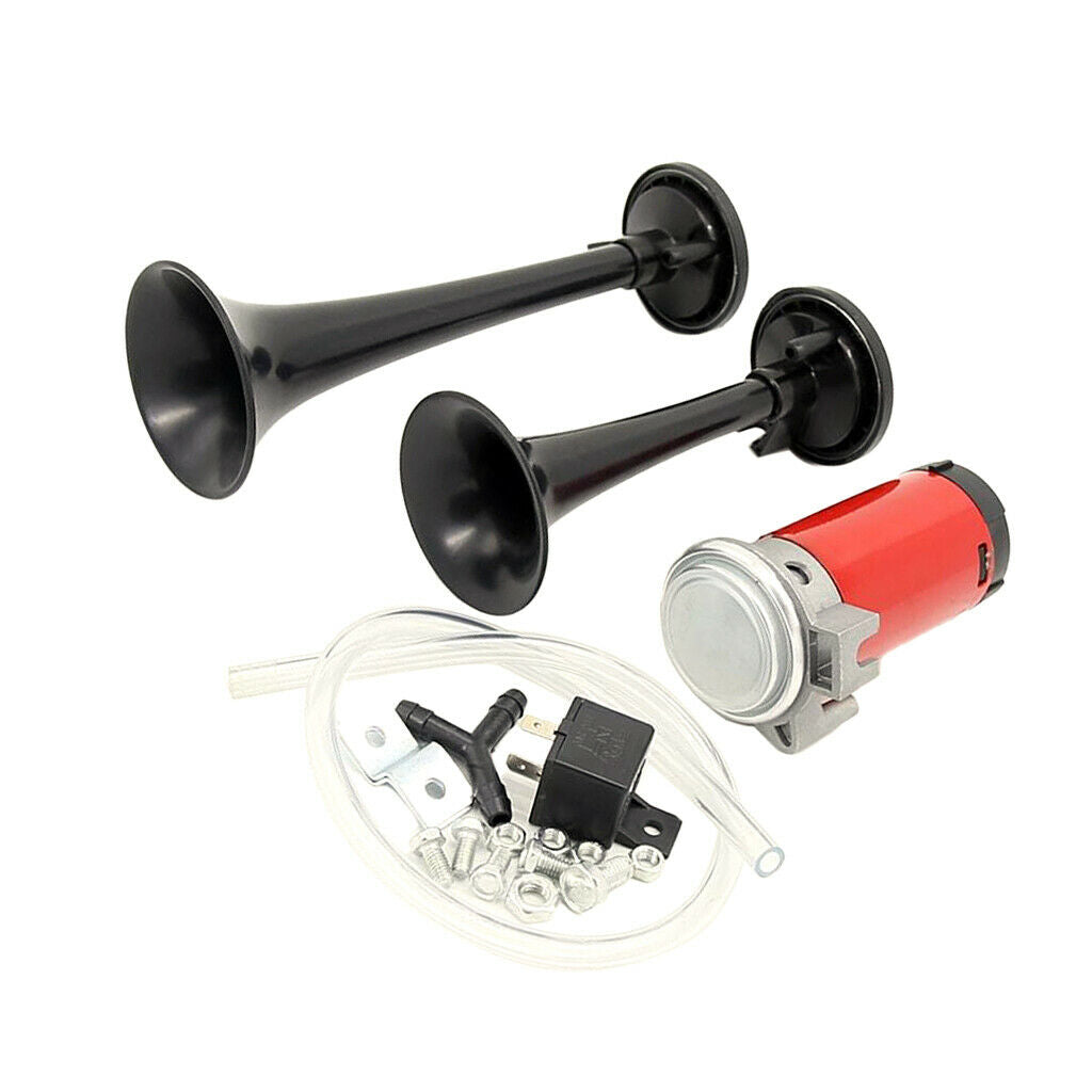 12V Car Truck Van Motorcycle Dual Electric Pump Trumpet Air Horn Kit 130db