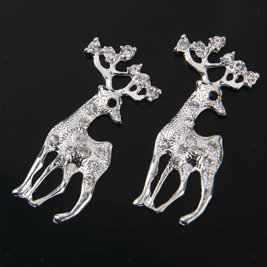 10pcs Xmas Decor Flatback Crystal Reindeer Scrapbooking Craft Embellishments