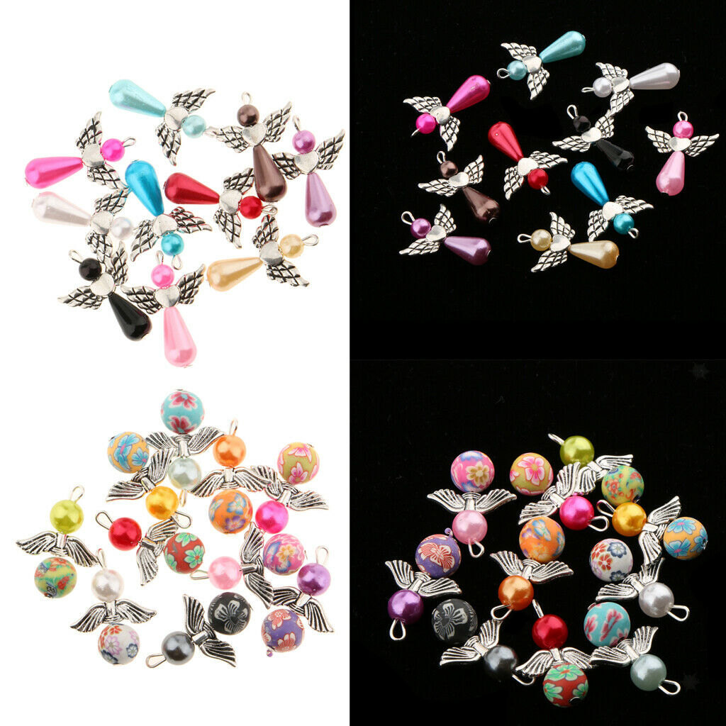 Prettyia 40pc Angel  Charms Beaded Pendant for DIY Craft Jewelry Making