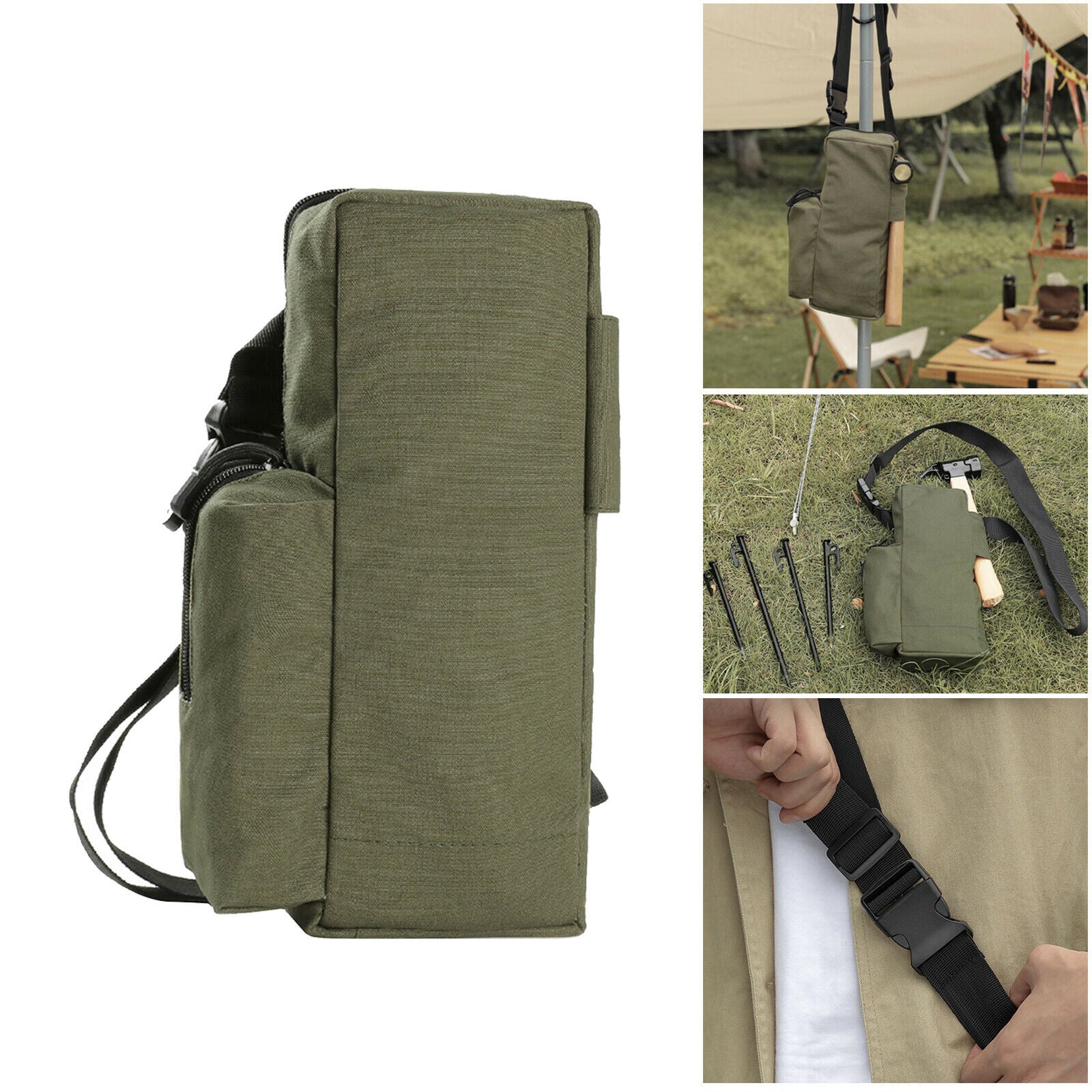 Canvas Tent Pegs Storage Bag Organizer Case Wind Rope Pouch Outdoor Hiking