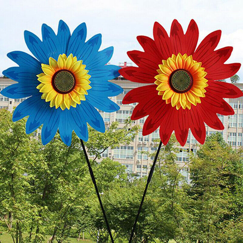 Double Layer Sunflower Windmill Wind Spinner Kids Toys Yard Garden Decora.l8