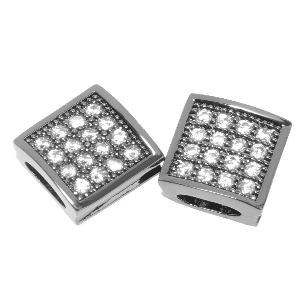 Bead Micro Square Copper Zircon Pave DIY Beaded Bracelet Jewelry Accessory