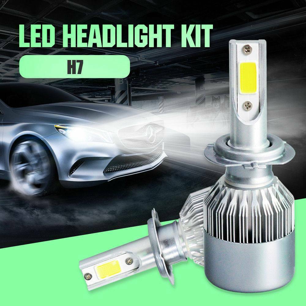 1 Pair Car COB H7 C6 12000LM 72W LED Headlight Kit Hi/Lo Turbo Light Bulbs 6000K