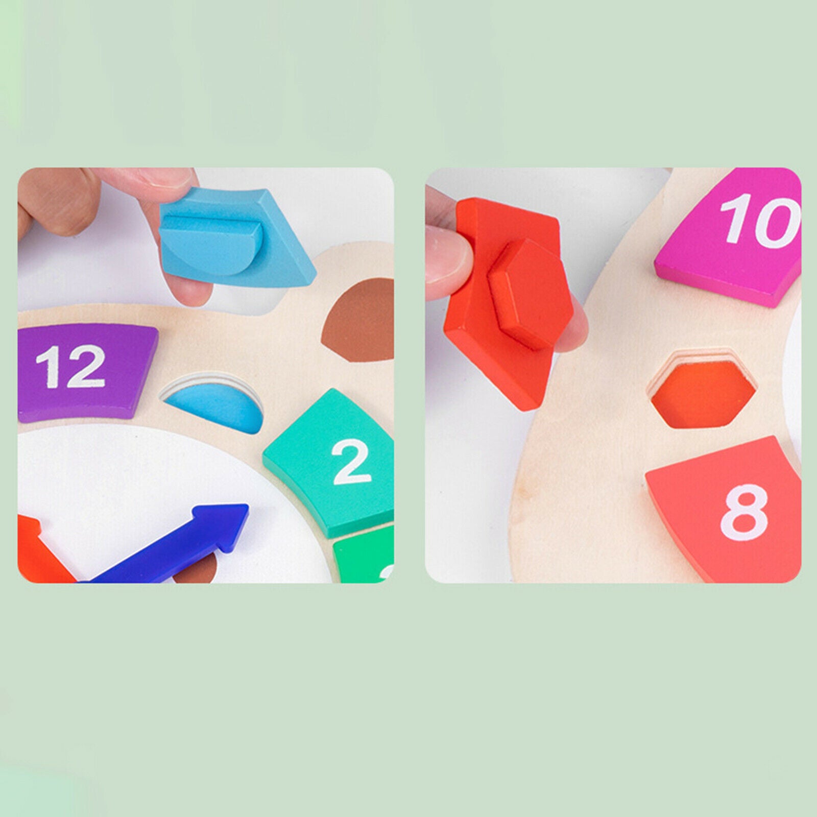 Jigsaw Clock Puzzle Toys Children Early Shape Sorting Color Time Cognitive