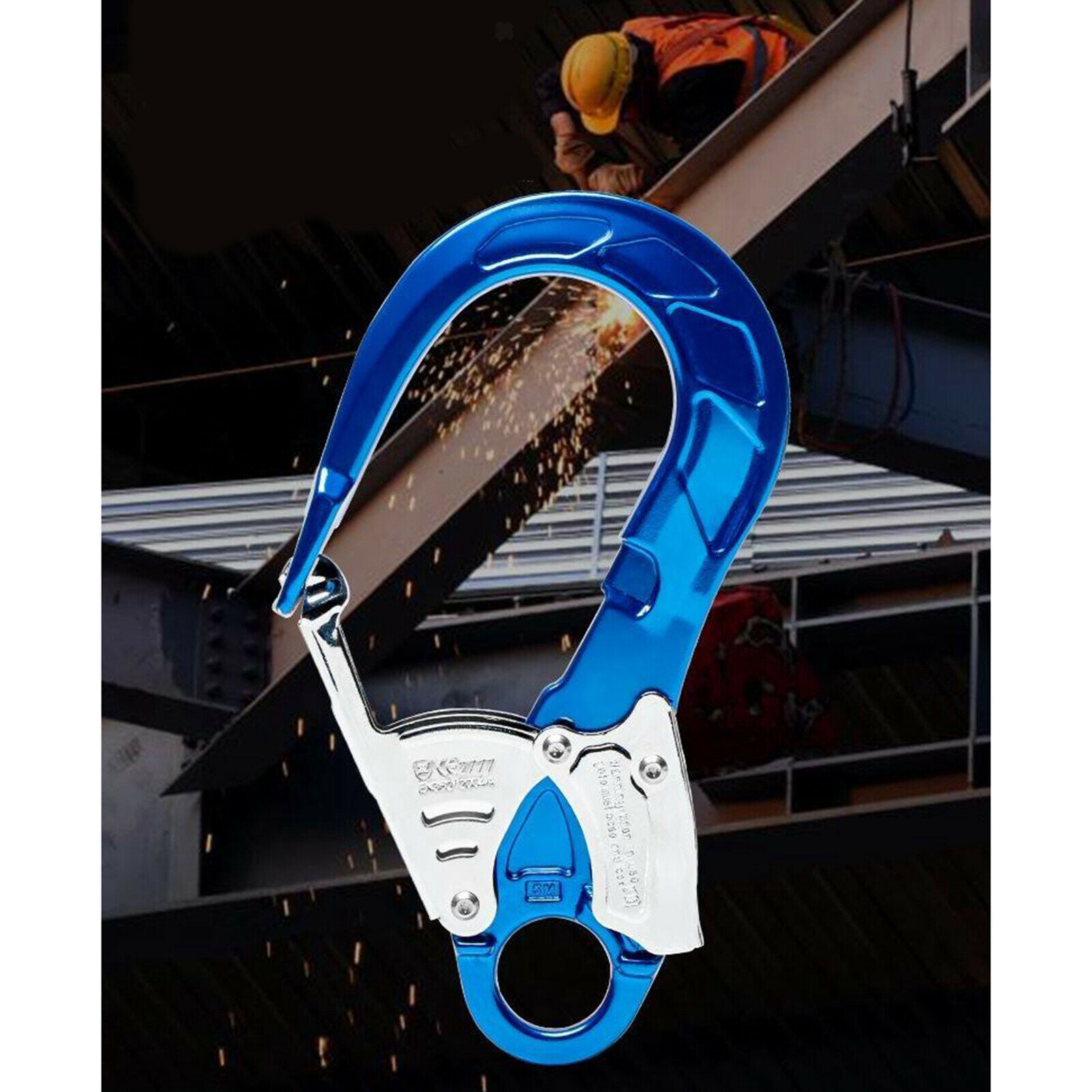 23KN Rock Climbing Scaffolding Safety Lanyard Spring Locking Snap Clip Hook