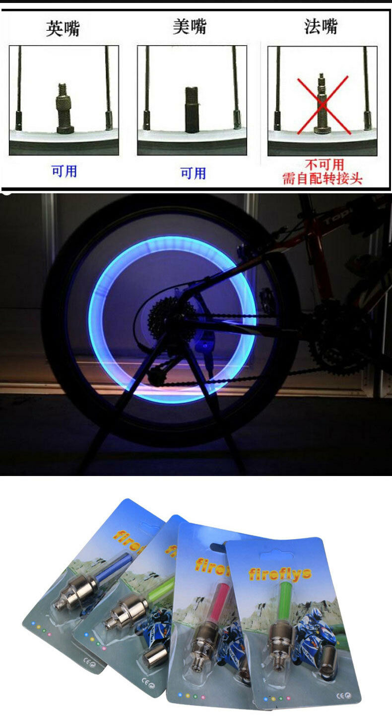 8Pcs Colors Bike Bicycle Cycling Wheel Tyre  Cap Spoke Neon LED Light