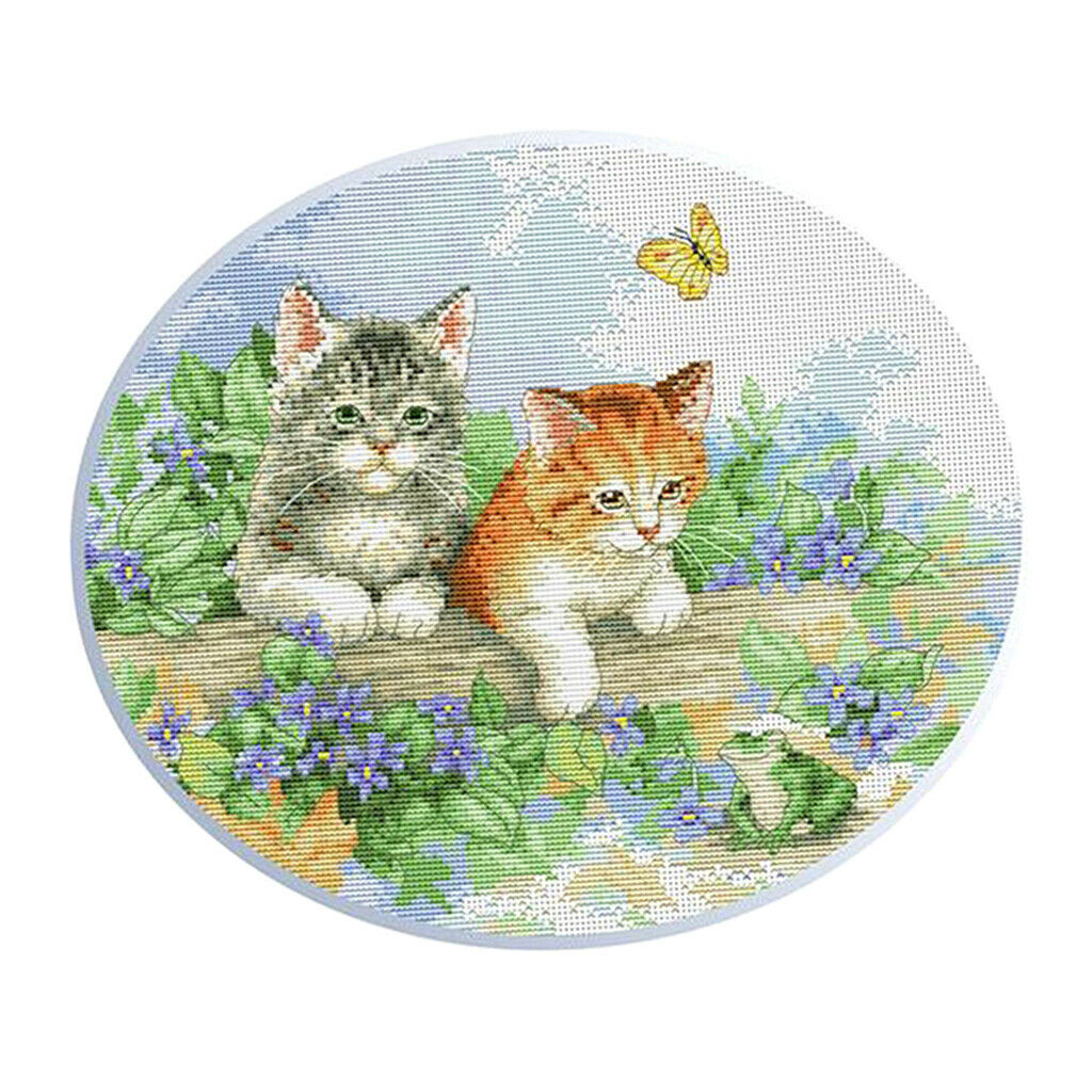 2 Set Kitten Pattern - Dimensions Craft Stamped Cross Stitch Kit Needlecraft