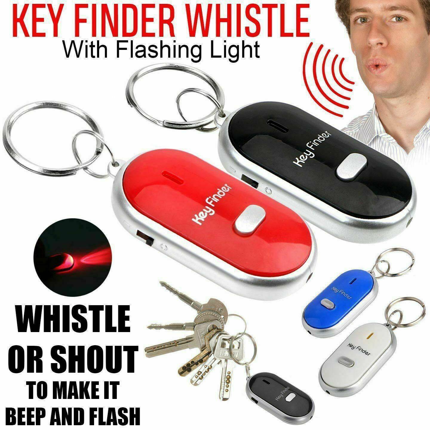 LED Torch Anti-Lost Key Finder Whistle Beep Sound Control Find Locator Keychain~