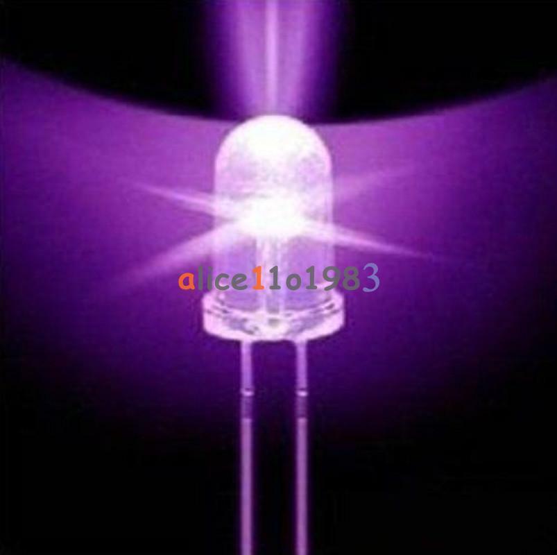 500PCS F5 5mm Round Ultra Violet LED Light 390-395nm Purple Lamp