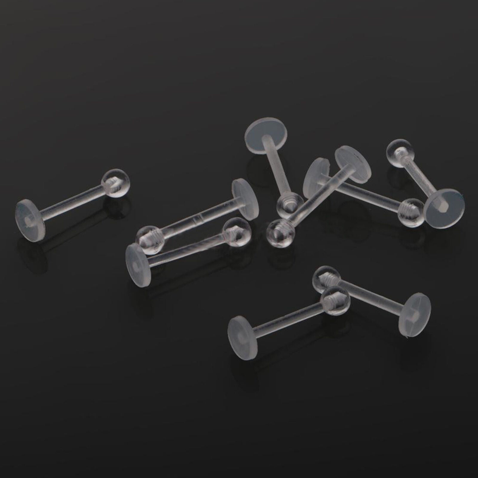 10pcs Clear Transparent Acrylic Tongue Rings Retainers Body Piercing Jewelry