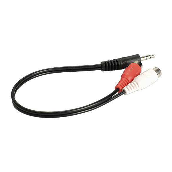 3.5mm Male to 2 RCA Female Jack Stereo Audio Cable Converter Adapter DC3 @
