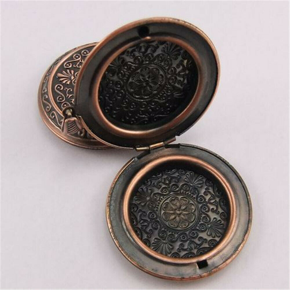 2 pcs Retro Copper Red Round Floral Locket Magnet For Photo Frame Pendant DIY
