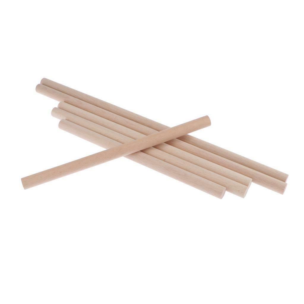 6PCS 3 Sizes Wood Wooden Sticks Dowel Rods Round for DIY Modelling Crafts