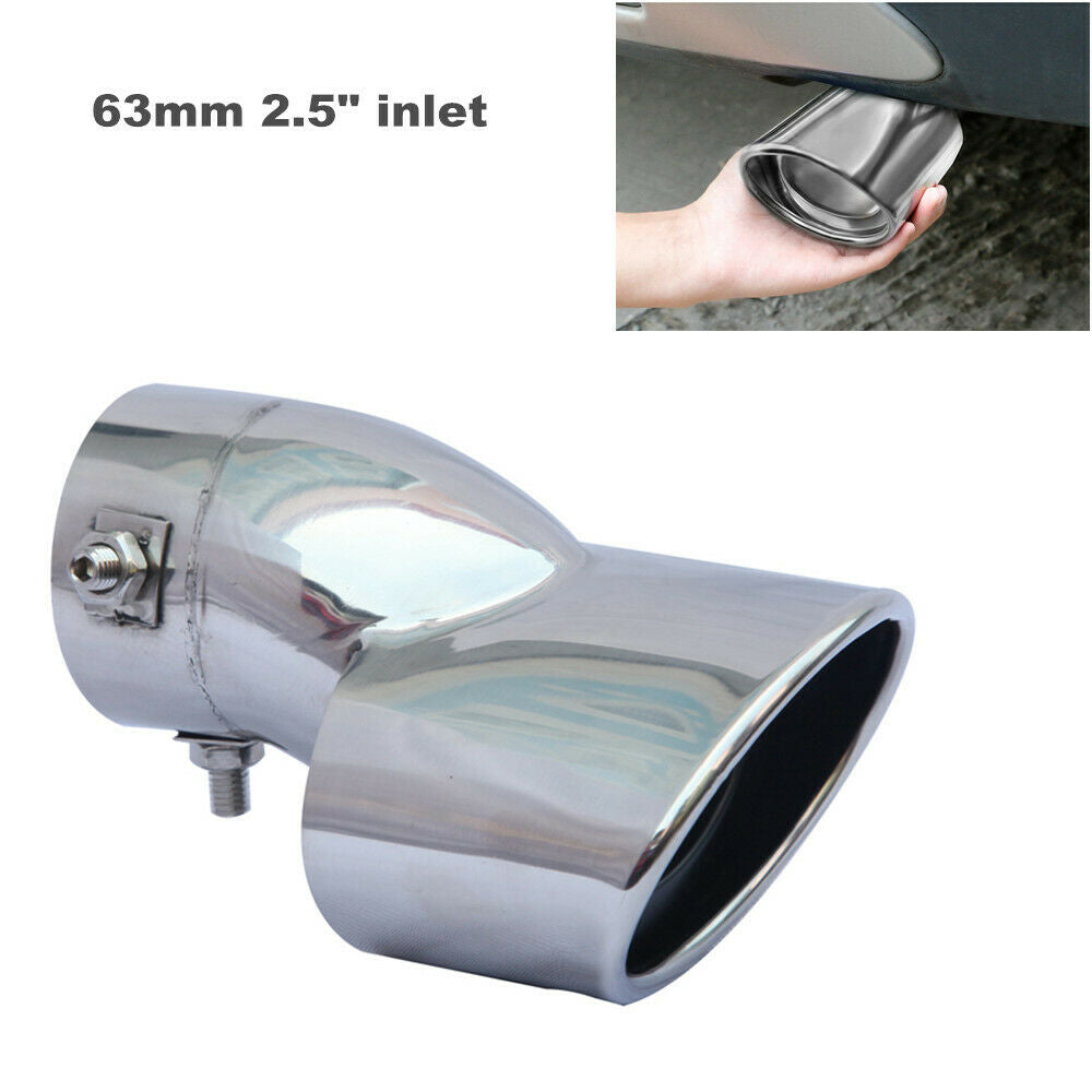 Universal Stainless Steel Car Exhaust Tail Muffler Tip Pipe Fit Pipes 2.5" inlet