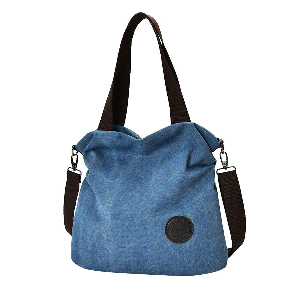Women Travel Shopping Canvas Large Capacity Shoulder Bag Tote Handbag Blue