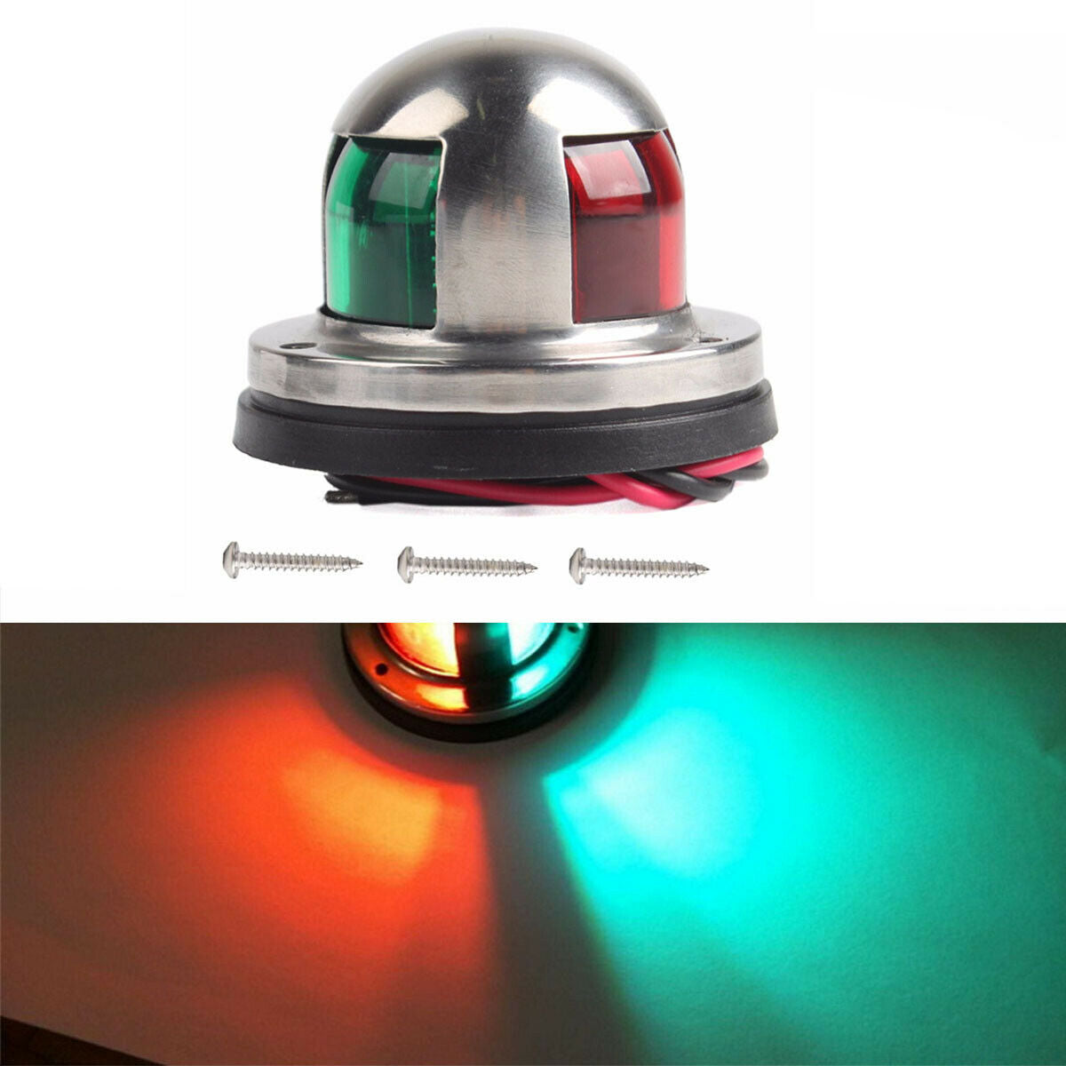 Red + Green 12V Navigation LED Light Indicators For Marine Boat Yacht Waterproof