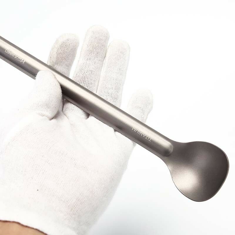 1pc Titanium Spoon Long Handle Spoon Outdoor Camping Tableware Fad US