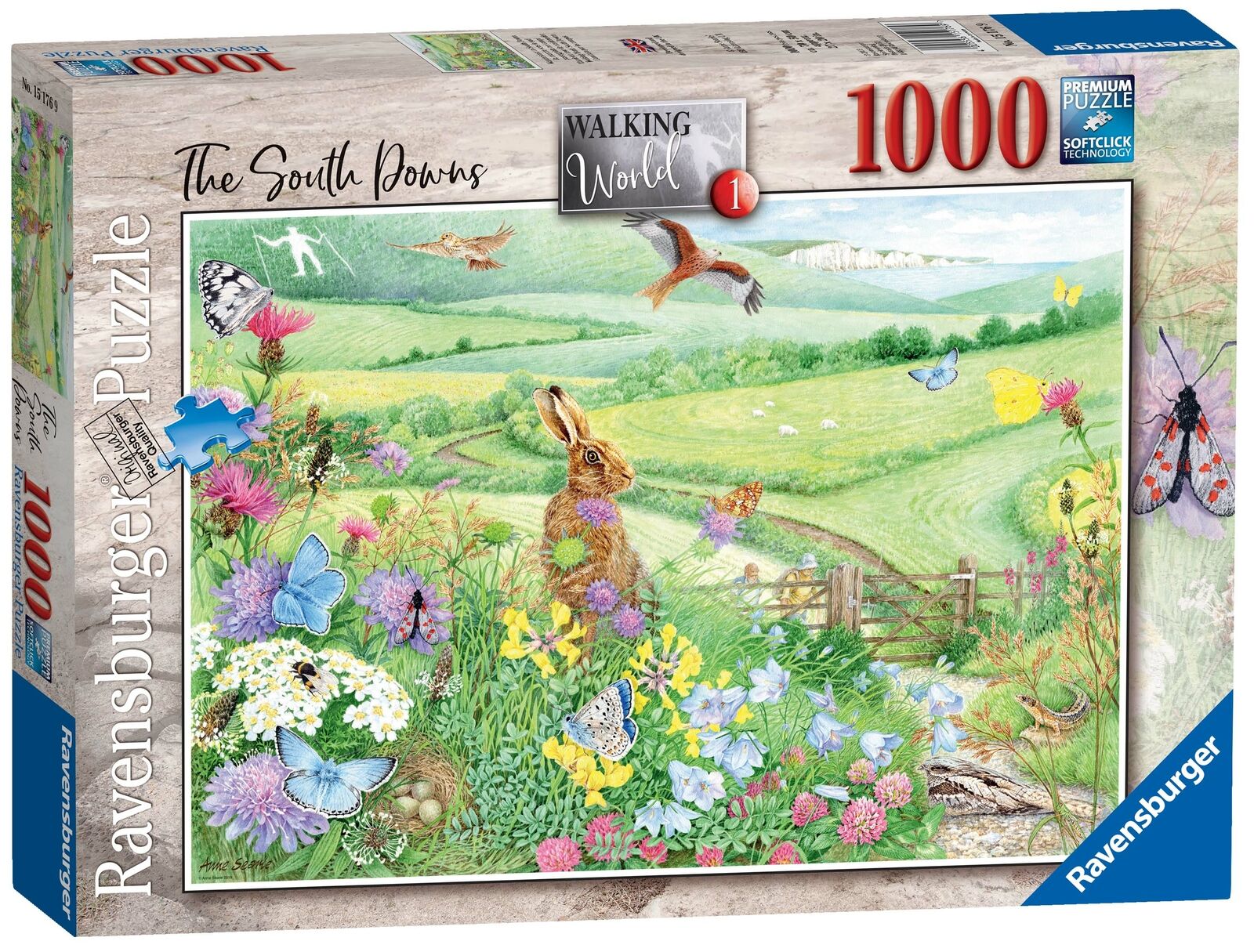 15176 Ravensburger Walking World - South Downs Jigsaw Puzzle 1000pc 12 Years+