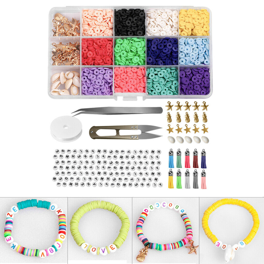 Clay Heishi Beads Round Beads Kit for Bracelets Necklace Handmade 18 Colors