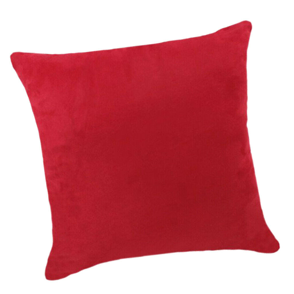 2Pcs Solid Color Luxury Pillow Case Soft Suede w/ Hidden Zipper Red 45x45cm