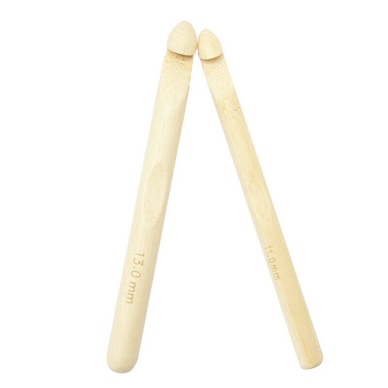 1Pair Big Wood Crochet Hook 11mm 13mm Weaving Needle Wooden Knitting Hoo.l8