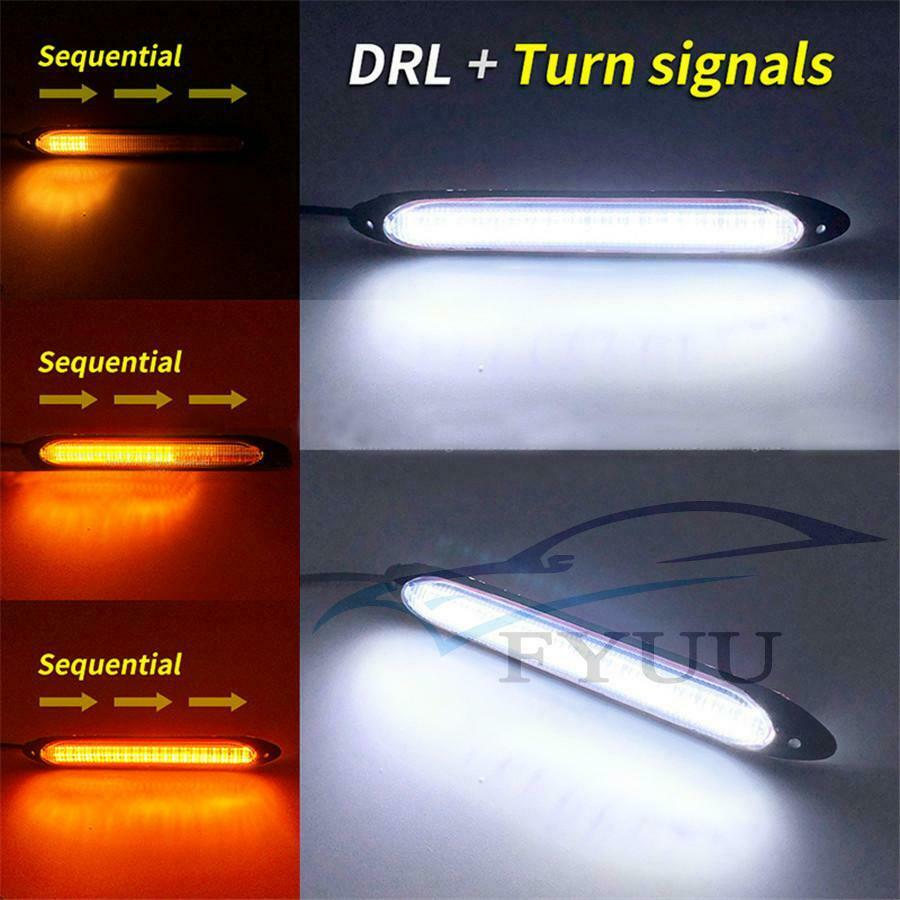 2pc 15.5cm Car DRL LED Daytime Running Lights 12V White Amber Switch Turn Signal