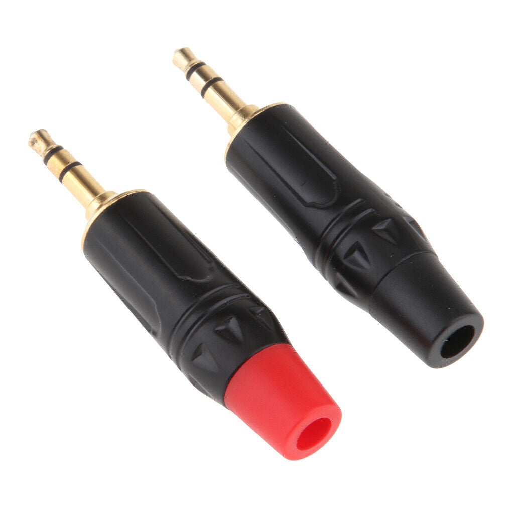 2x 3.5mm 3Pole Male Headphone Stereo   Plug Metal Audio Soldering Connector