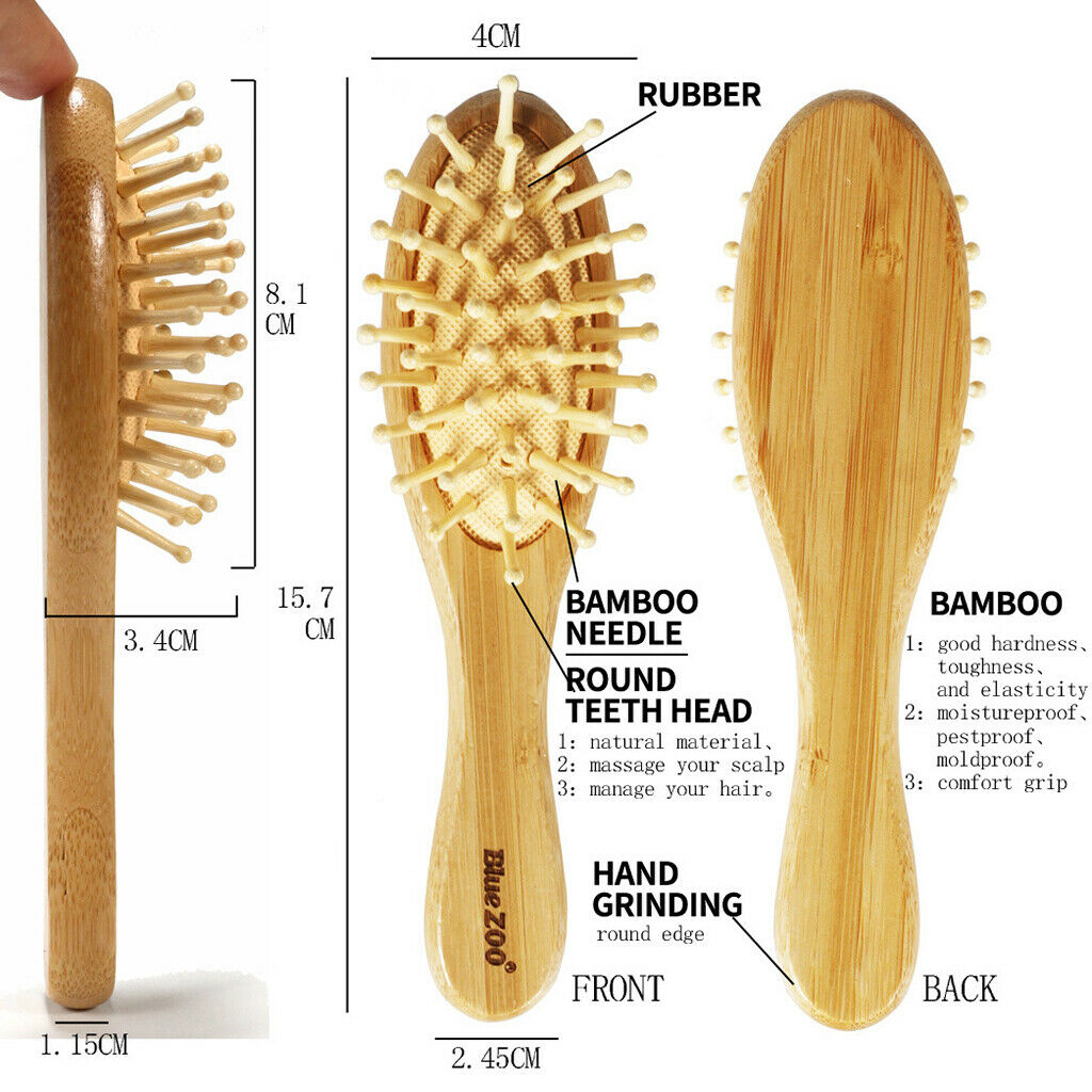 3 Style Natural Bamboo Wooden Hair Brush Air Cushion Comb Scalp Massage Comb Set