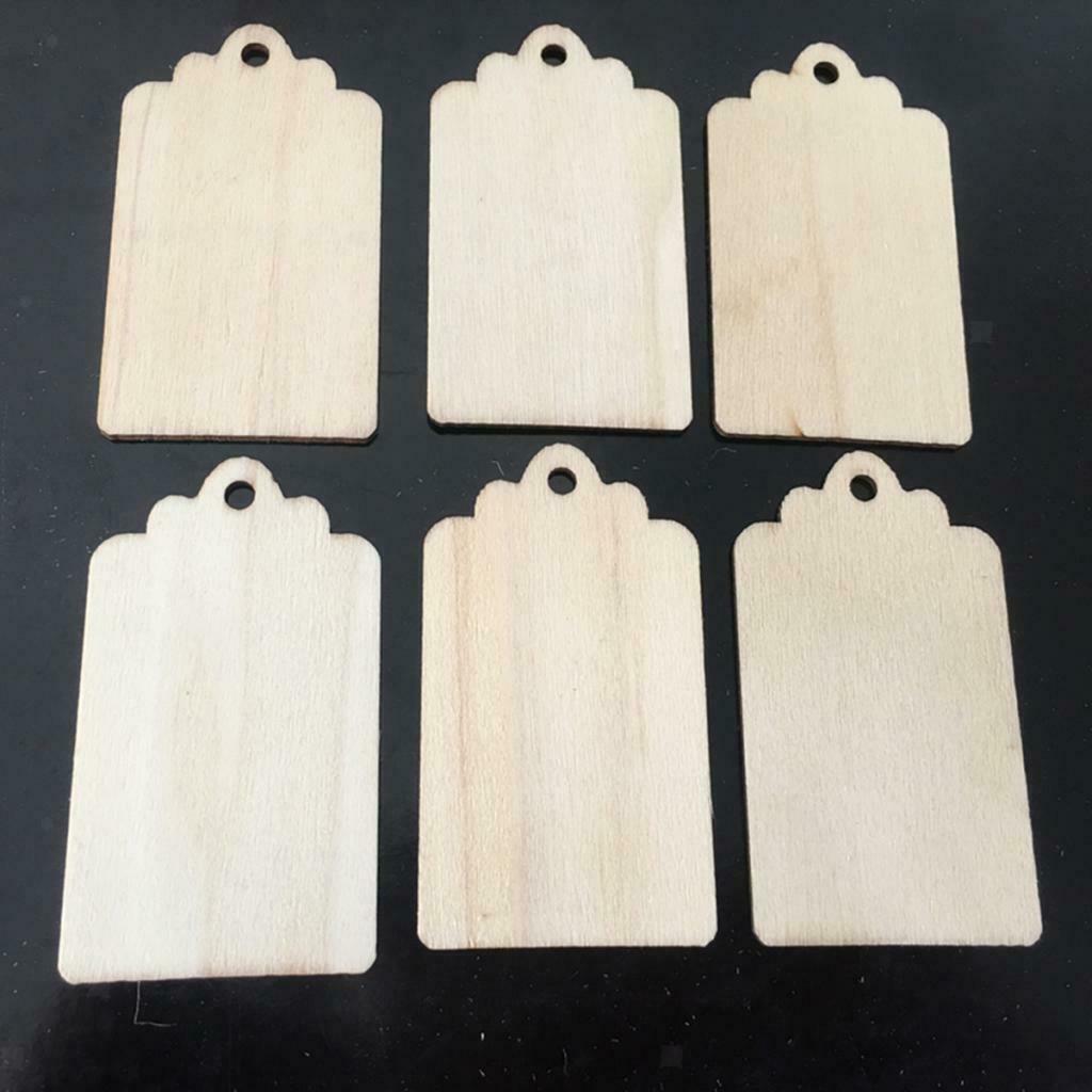 50x Blank Wood Gift Tags Hanging Label for Wedding Favors DIY Crafts