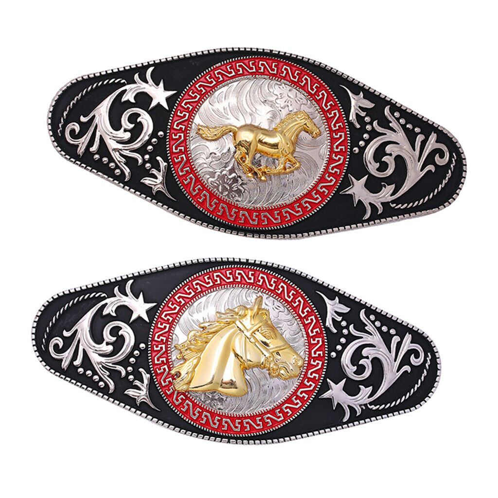 2x Rodeo Western Cowboy Belt Buckle Horse Head Zinc Alloy Belt Clamp Jewelry